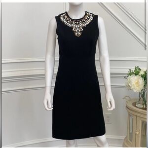 Milly of New York Black Dress with Embellished Neckline